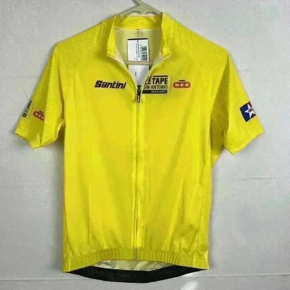 Santini HEB L’etape San Antonio Cycling Jersey Woman’s Large Full Zip Yellow NWT - Picture 1 of 16